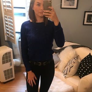 H&M cropped cable knit royal blue sweater